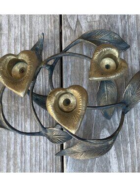 Bronze and Brass Calla Lilly Table Top 3 Candle Holder 10” X 8” X 4” Vintage (B1